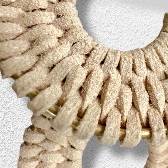 Free People See If I Care Suede Hoops in Ivory Cream Earrings Bohemian Western - Picture 6 of 9